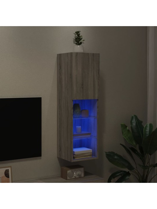 TV skříňka s LED osvětlením šedá sonoma 30,5 x 30 x 102 cm