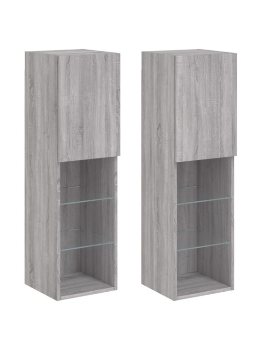 TV skříňky s LED osvětlením 2 ks šedé sonoma 30,5 x 30 x 102 cm