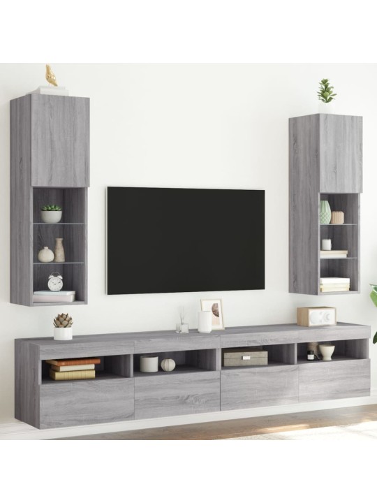 TV skříňky s LED osvětlením 2 ks šedé sonoma 30,5 x 30 x 102 cm