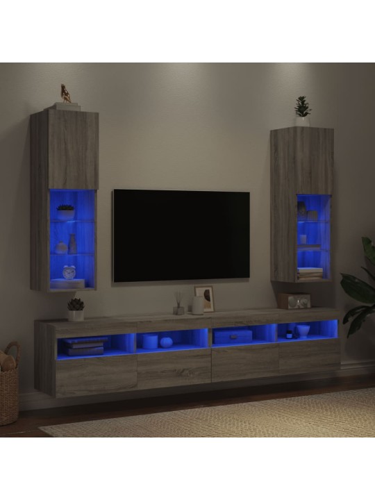 TV skříňky s LED osvětlením 2 ks šedé sonoma 30,5 x 30 x 102 cm