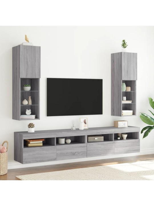 TV skříňky s LED osvětlením 2 ks šedé sonoma 30,5 x 30 x 102 cm