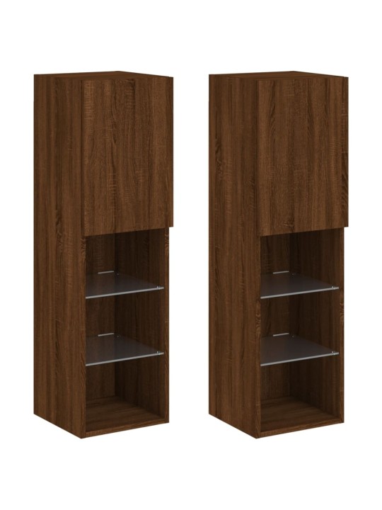 TV skříňky s LED osvětlením 2 ks hnědý dub 30,5 x 30 x 102 cm