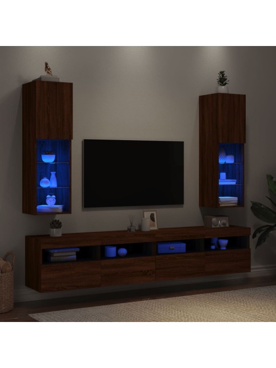 TV skříňky s LED osvětlením 2 ks hnědý dub 30,5 x 30 x 102 cm
