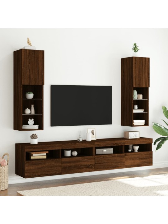 TV skříňky s LED osvětlením 2 ks hnědý dub 30,5 x 30 x 102 cm