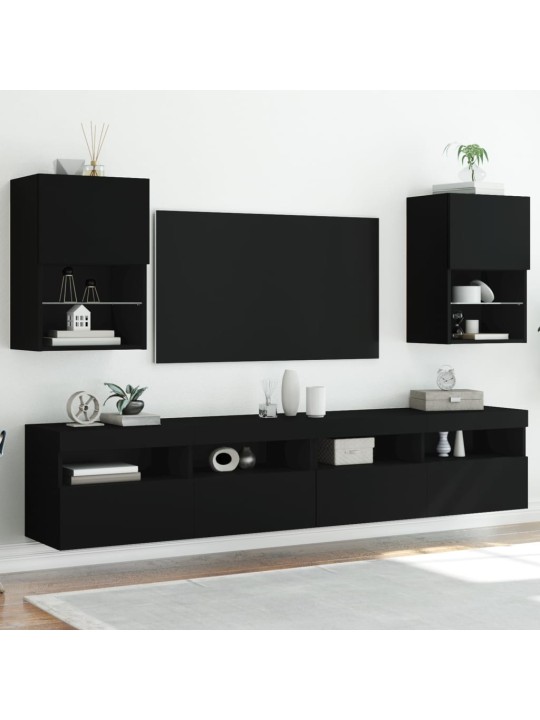 TV skříňky s LED osvětlením 2 ks černé 40,5 x 30 x 60 cm