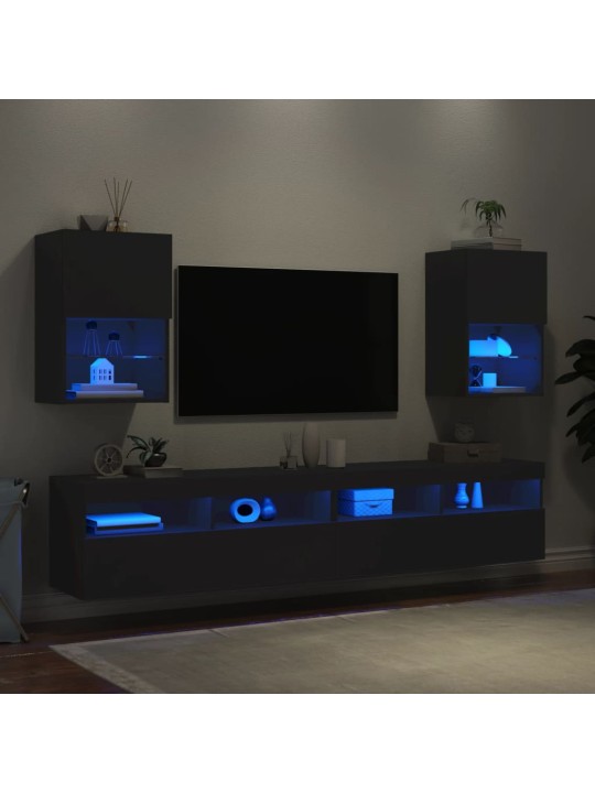 TV skříňky s LED osvětlením 2 ks černé 40,5 x 30 x 60 cm