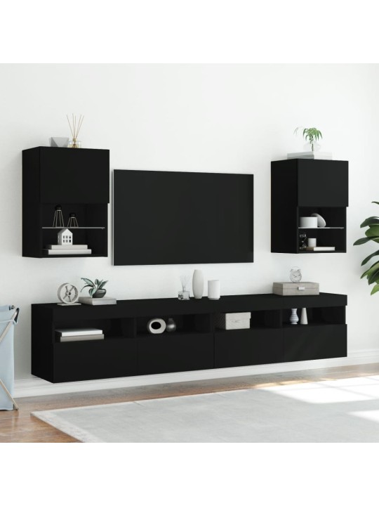 TV skříňky s LED osvětlením 2 ks černé 40,5 x 30 x 60 cm