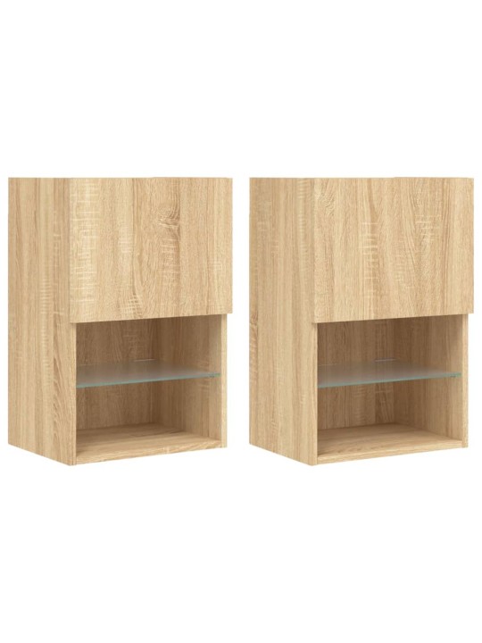 TV skříňky s LED osvětlením 2 ks dub sonoma 40,5 x 30 x 60 cm