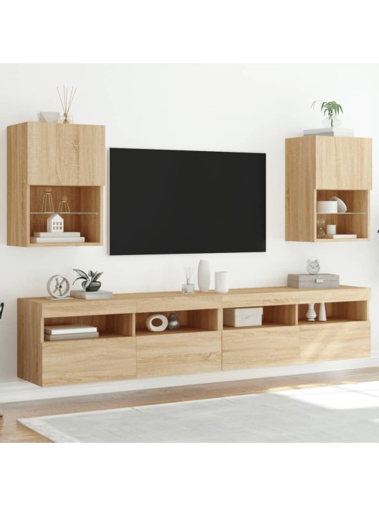TV skříňky s LED osvětlením 2 ks dub sonoma 40,5 x 30 x 60 cm