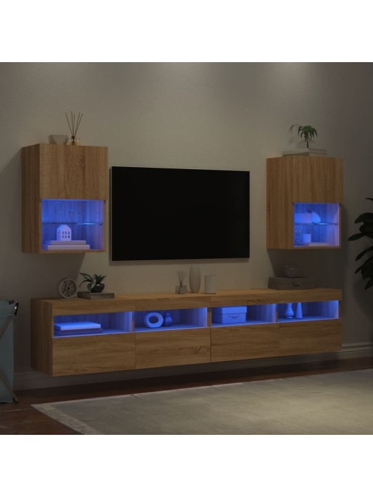 TV skříňky s LED osvětlením 2 ks dub sonoma 40,5 x 30 x 60 cm