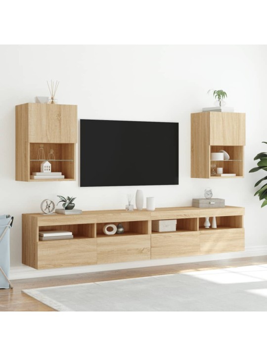 TV skříňky s LED osvětlením 2 ks dub sonoma 40,5 x 30 x 60 cm
