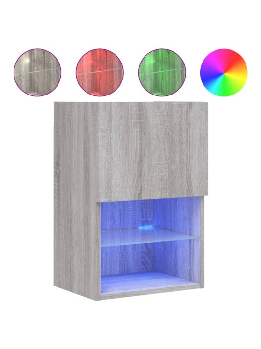 TV skříňka s LED osvětlením šedá sonoma 40,5 x 30 x 60 cm
