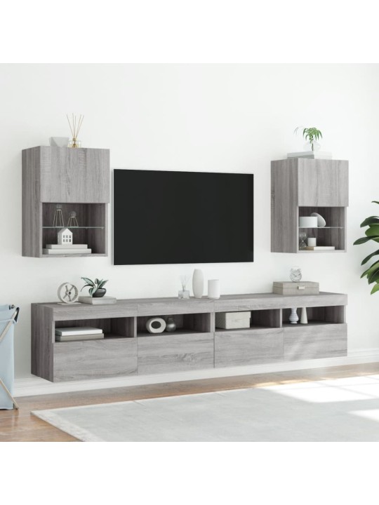 TV skříňka s LED osvětlením šedá sonoma 40,5 x 30 x 60 cm