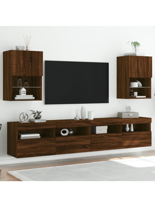 TV skříňky s LED osvětlením 2 ks hnědý dub 40,5 x 30 x 60 cm