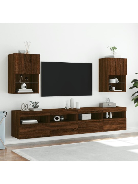TV skříňky s LED osvětlením 2 ks hnědý dub 40,5 x 30 x 60 cm