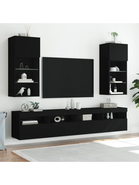 TV skříňka s LED osvětlením černá 40,5 x 30 x 90 cm