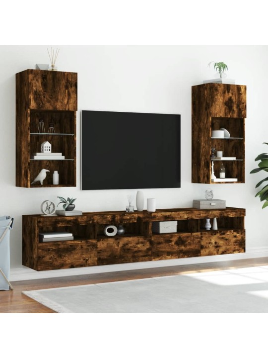 TV skříňka s LED osvětlením kouřový dub 40,5 x 30 x 90 cm