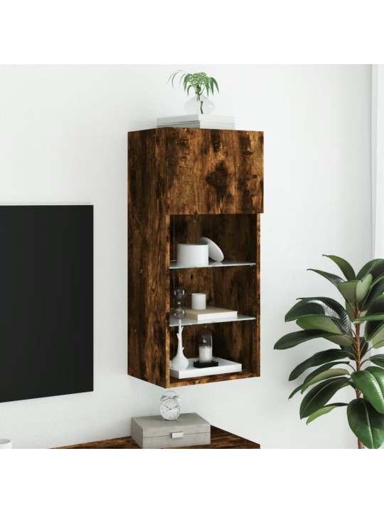 TV skříňka s LED osvětlením kouřový dub 40,5 x 30 x 90 cm