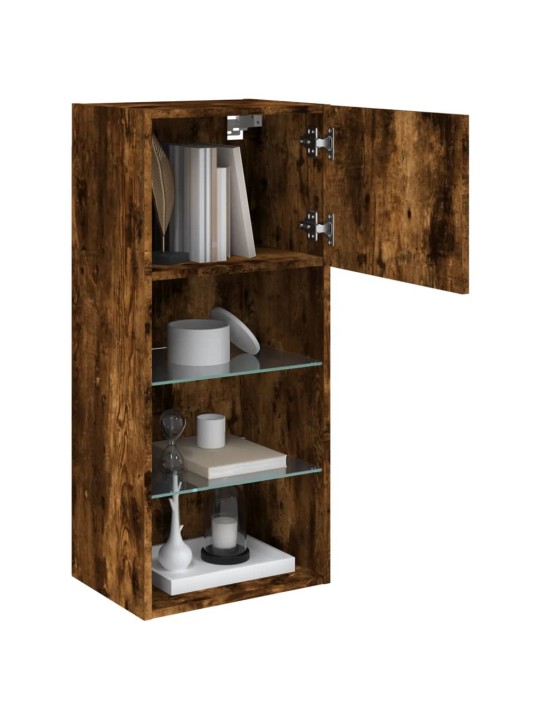 TV skříňka s LED osvětlením kouřový dub 40,5 x 30 x 90 cm