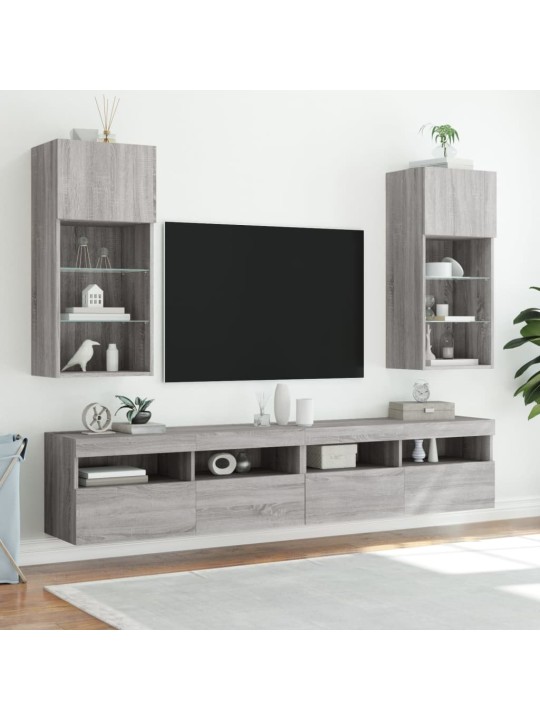 TV skříňka s LED osvětlením šedá sonoma 40,5 x 30 x 90 cm
