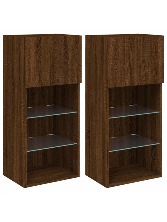 TV skříňky s LED osvětlením 2 ks hnědý dub 40,5 x 30 x 90 cm