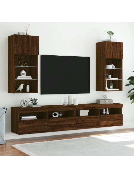 TV skříňky s LED osvětlením 2 ks hnědý dub 40,5 x 30 x 90 cm