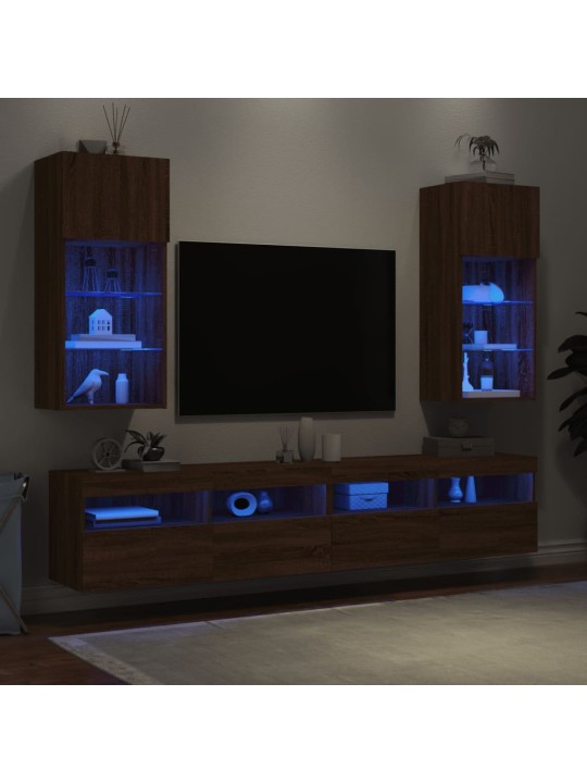 TV skříňky s LED osvětlením 2 ks hnědý dub 40,5 x 30 x 90 cm