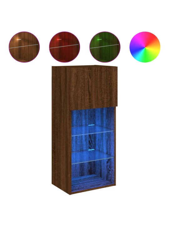 TV skříňky s LED osvětlením 2 ks hnědý dub 40,5 x 30 x 90 cm