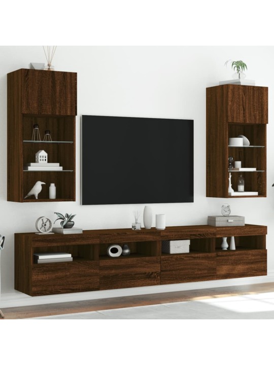 TV skříňky s LED osvětlením 2 ks hnědý dub 40,5 x 30 x 90 cm