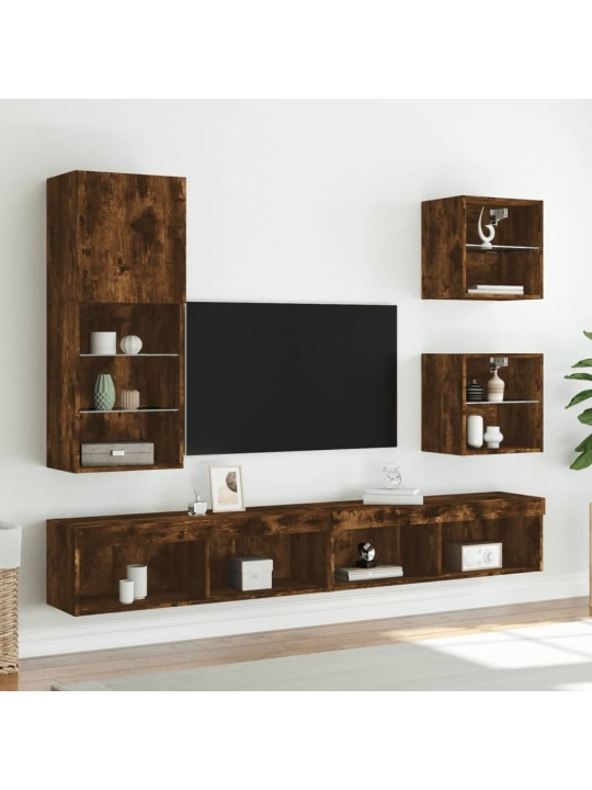 TV skříňka s LED osvětlením kouřový dub 40,5 x 30 x 102 cm