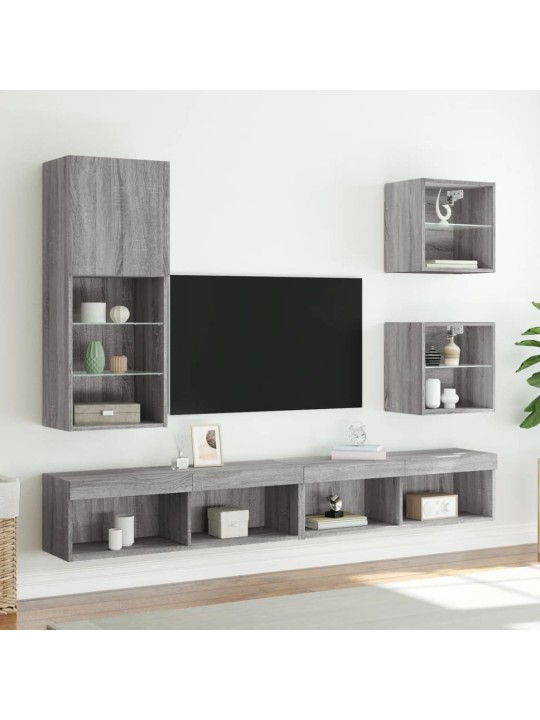 TV skříňka s LED osvětlením šedá sonoma 40,5 x 30 x 102 cm
