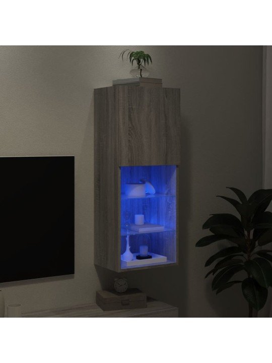 TV skříňka s LED osvětlením šedá sonoma 40,5 x 30 x 102 cm