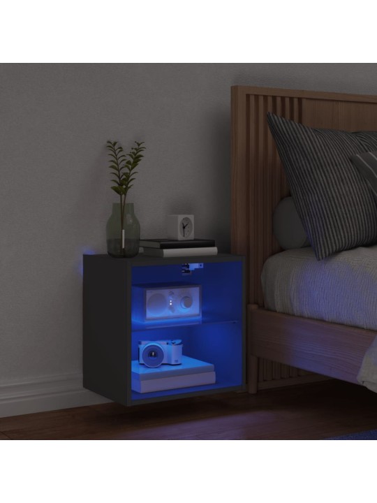 Noční stolek s LED osvětlením nástěnný černý