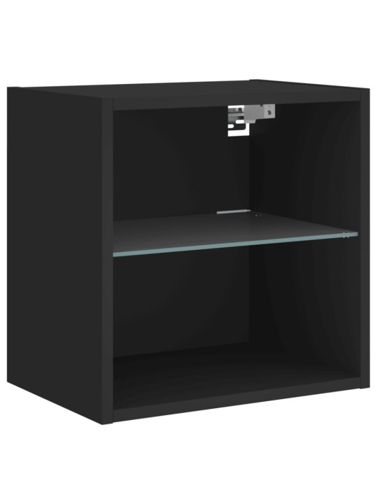Noční stolek s LED osvětlením nástěnný černý