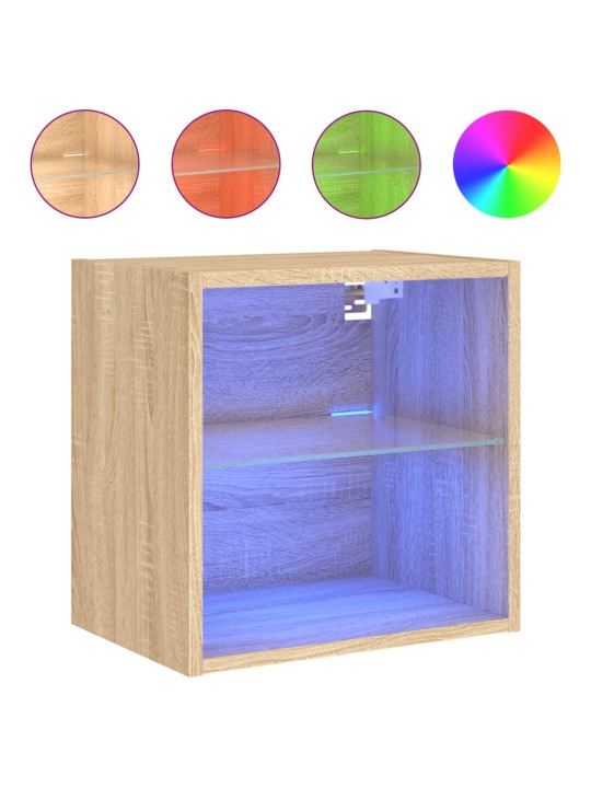 Noční stolek s LED osvětlením nástěnný dub sonoma