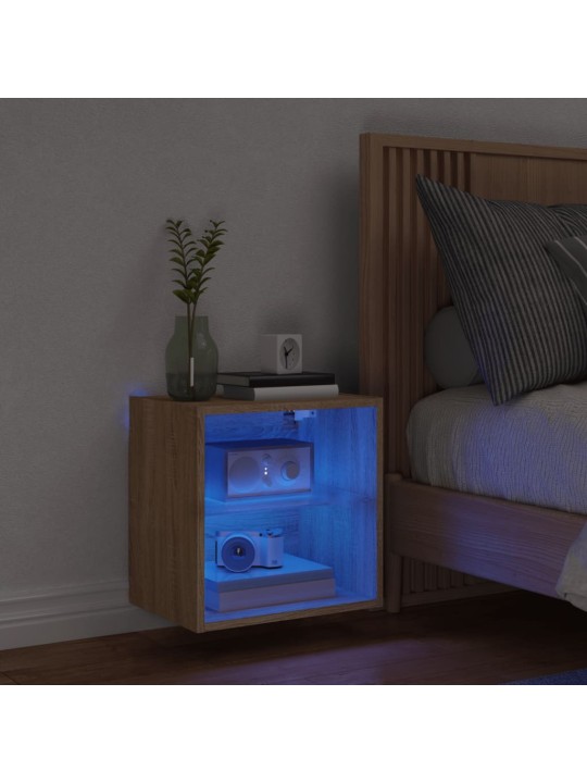 Noční stolek s LED osvětlením nástěnný dub sonoma