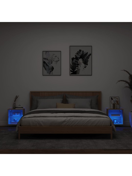 Noční stolky s LED osvětlením nástěnné 2 ks dub sonoma