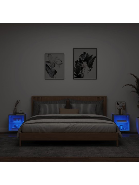 Noční stolky s LED osvětlením nástěnné 2 ks betonově šedé