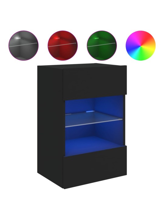 Nástěnná TV skříňka s LED osvětlením černá 40 x 30 x 60,5 cm