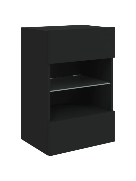 Nástěnná TV skříňka s LED osvětlením černá 40 x 30 x 60,5 cm