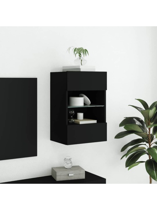 Nástěnná TV skříňka s LED osvětlením černá 40 x 30 x 60,5 cm
