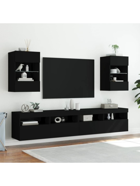 Nástěnná TV skříňka s LED osvětlením černá 40 x 30 x 60,5 cm
