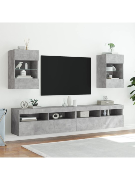 Nástěnná TV skříňka s LED osvětlením betonově šedá 40x30x60,5cm