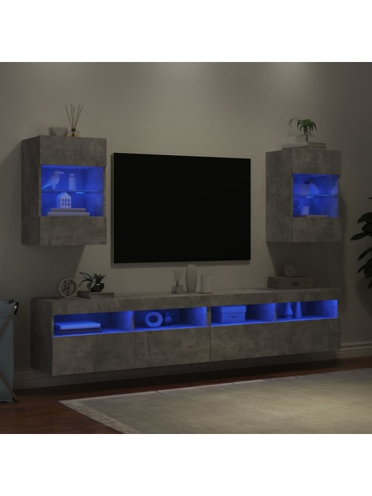 Nástěnné TV skříňky s LED 2 ks betonově šedé 40 x 30 x 60,5 cm
