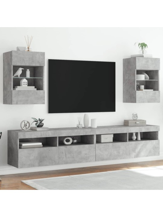Nástěnné TV skříňky s LED 2 ks betonově šedé 40 x 30 x 60,5 cm