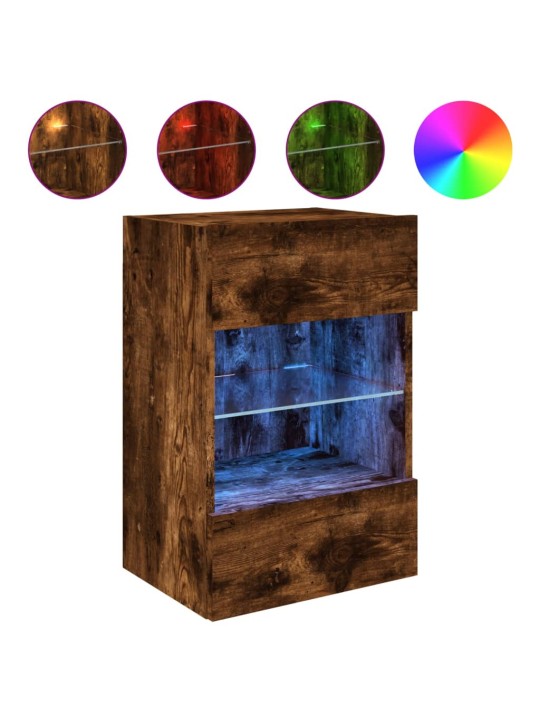 Nástěnná TV skříňka s LED osvětlením kouřový dub 40x30x60,5 cm