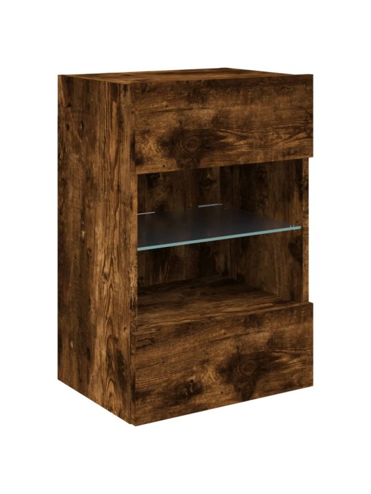 Nástěnná TV skříňka s LED osvětlením kouřový dub 40x30x60,5 cm