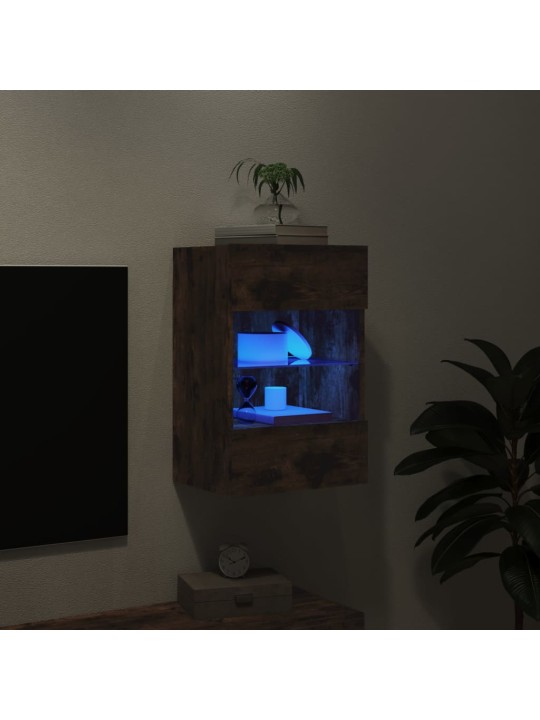 Nástěnná TV skříňka s LED osvětlením kouřový dub 40x30x60,5 cm