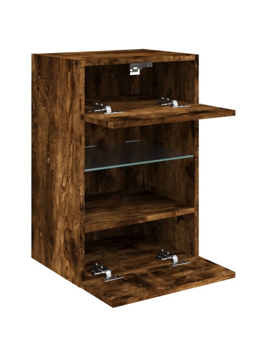 Nástěnná TV skříňka s LED osvětlením kouřový dub 40x30x60,5 cm