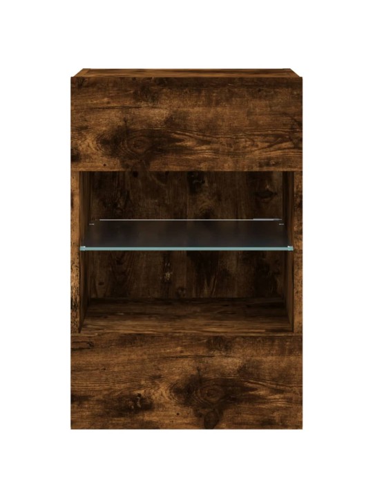 Nástěnná TV skříňka s LED osvětlením kouřový dub 40x30x60,5 cm
